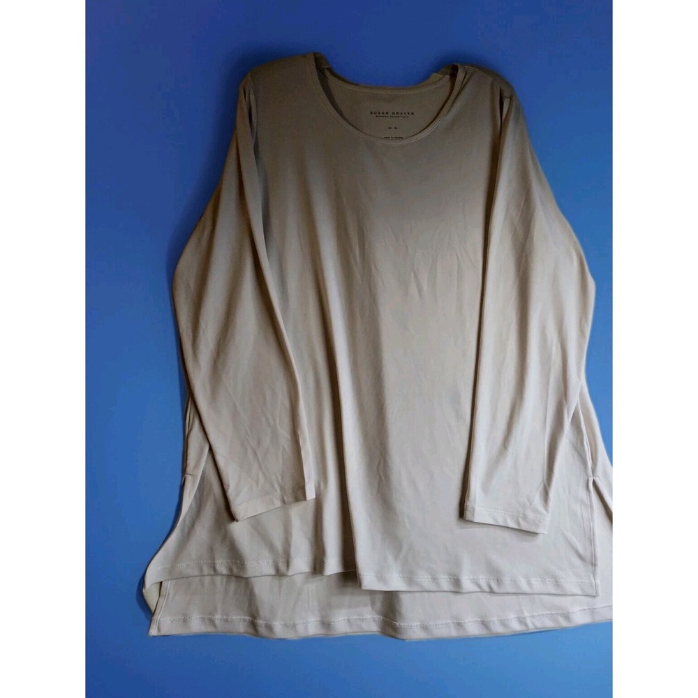 Susan Graver Modern‎ Essentials Women's Solid White 3/4 Sleeve Layering Top XL